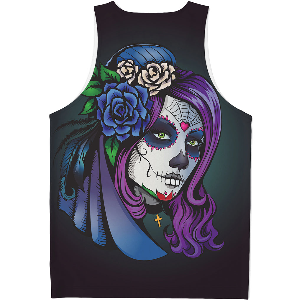 Calavera Girl Dia De Los Muertos Print Men's Tank Top