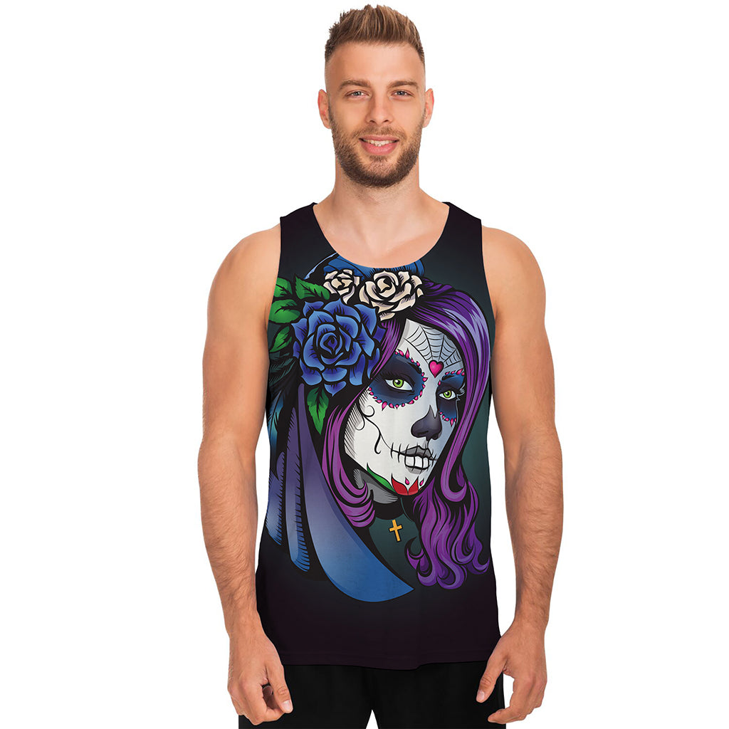 Calavera Girl Dia De Los Muertos Print Men's Tank Top