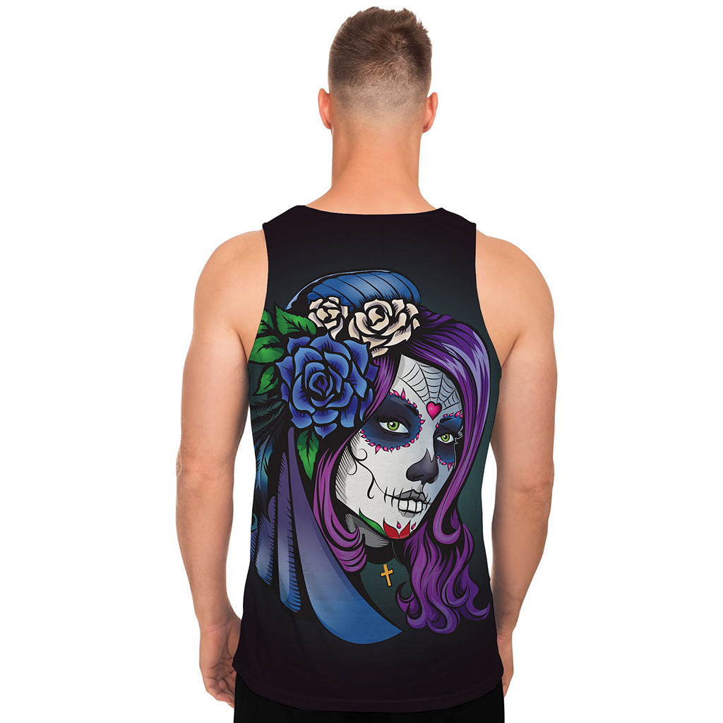 Calavera Girl Dia De Los Muertos Print Men's Tank Top