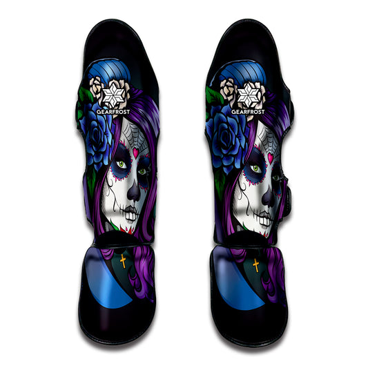 Calavera Girl Dia De Los Muertos Print Muay Thai Shin Guard