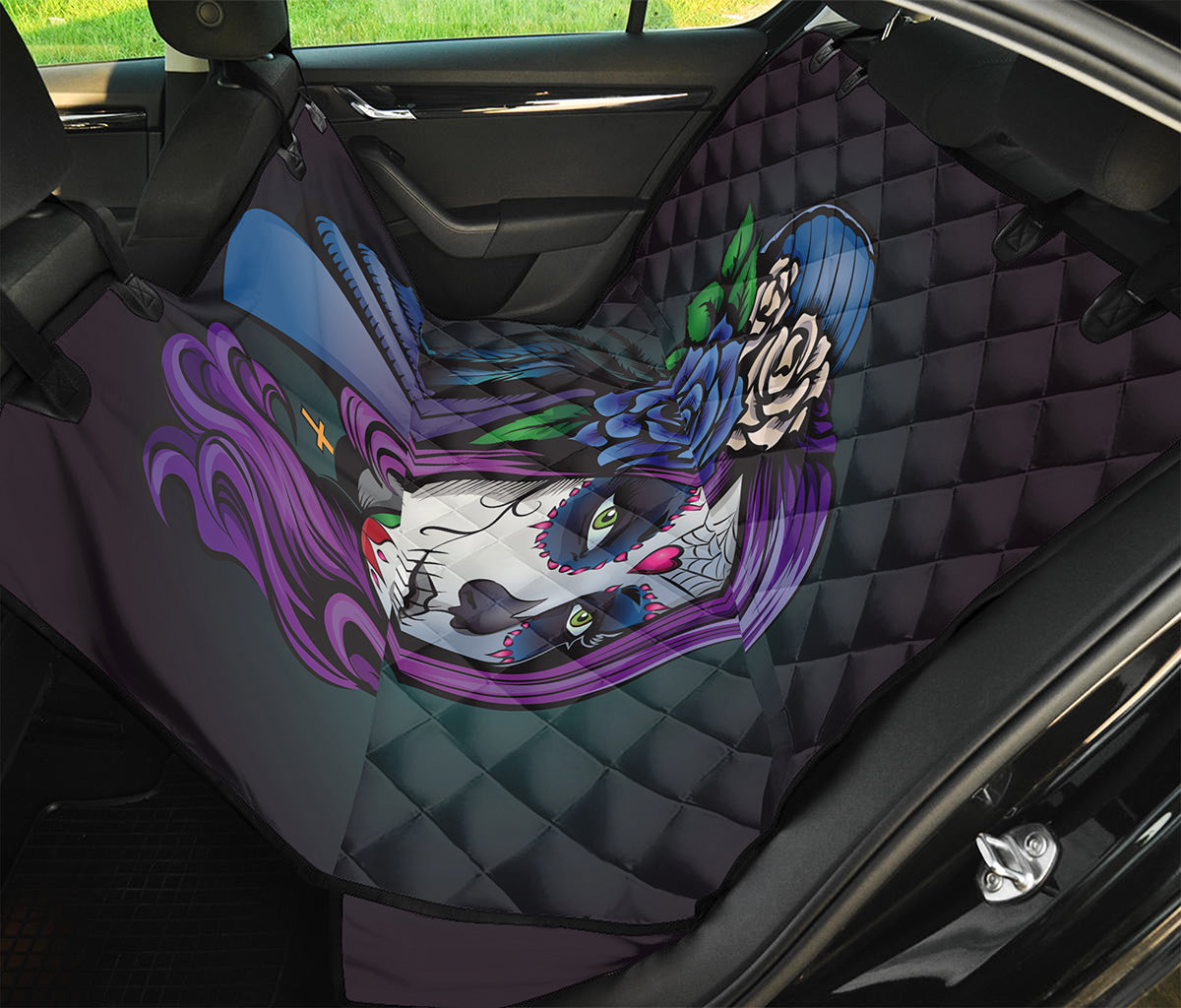 Calavera Girl Dia De Los Muertos Print Pet Car Back Seat Cover