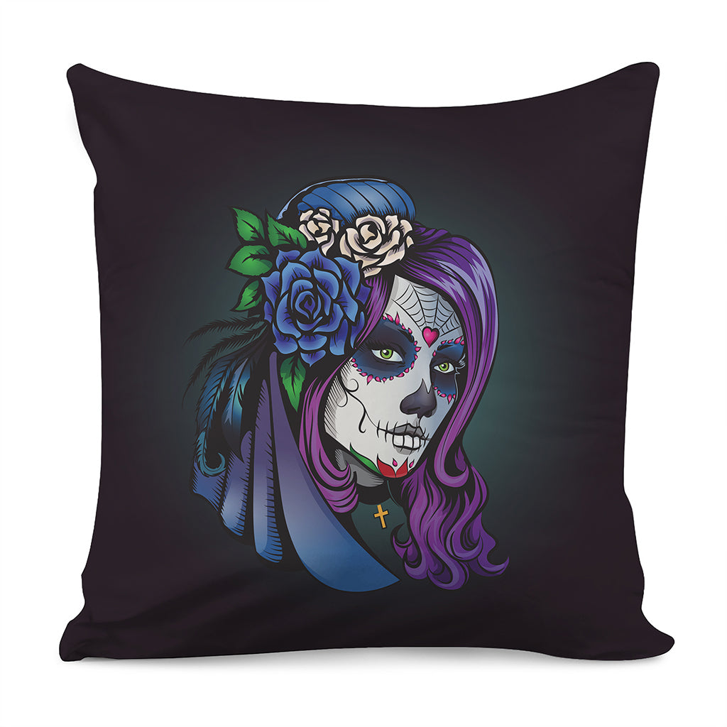 Calavera Girl Dia De Los Muertos Print Pillow Cover