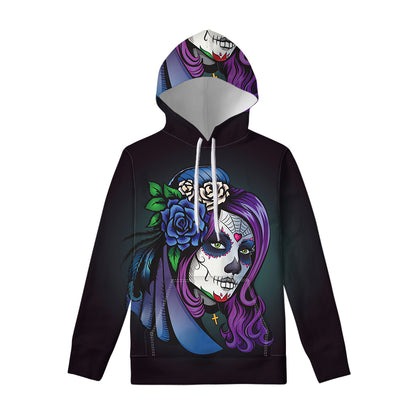 Calavera Girl Dia De Los Muertos Print Pullover Hoodie