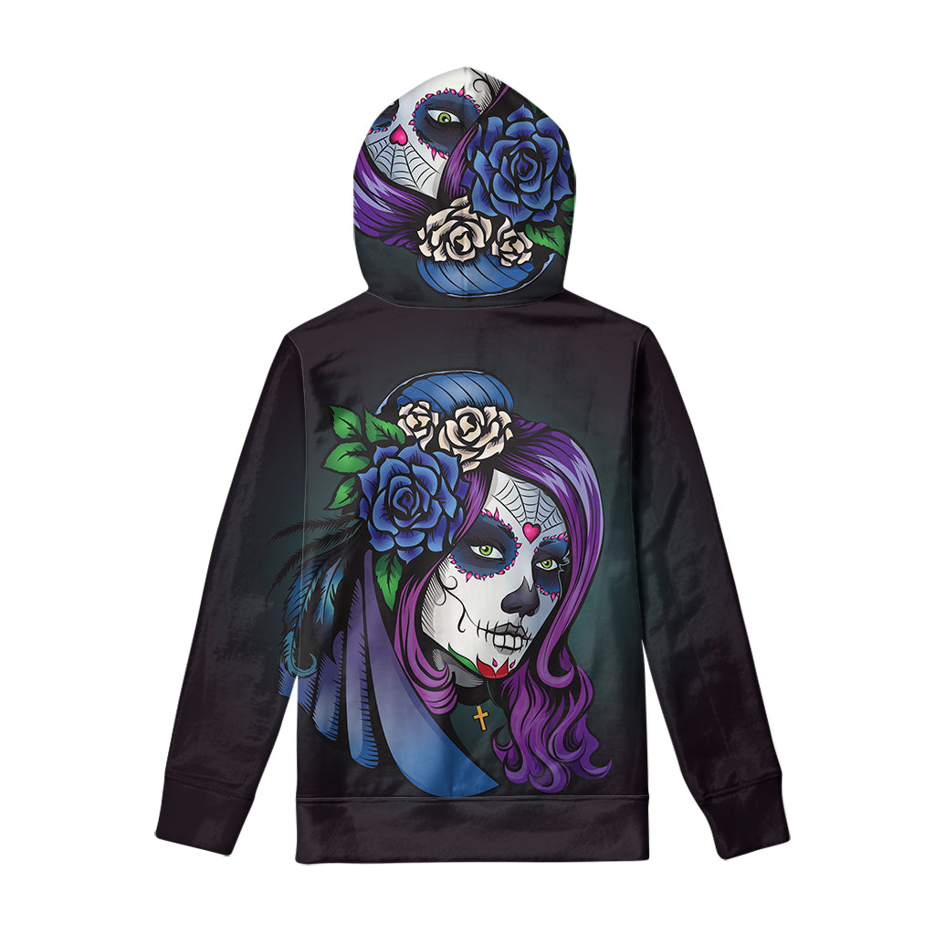 Calavera Girl Dia De Los Muertos Print Pullover Hoodie