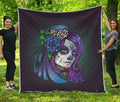 Calavera Girl Dia De Los Muertos Print Quilt