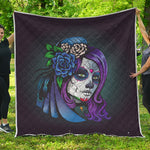 Calavera Girl Dia De Los Muertos Print Quilt