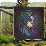 Calavera Girl Dia De Los Muertos Print Quilt