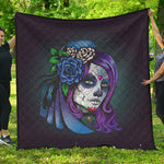 Calavera Girl Dia De Los Muertos Print Quilt