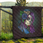 Calavera Girl Dia De Los Muertos Print Quilt