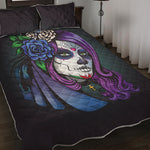 Calavera Girl Dia De Los Muertos Print Quilt Bed Set