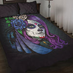 Calavera Girl Dia De Los Muertos Print Quilt Bed Set