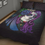 Calavera Girl Dia De Los Muertos Print Quilt Bed Set