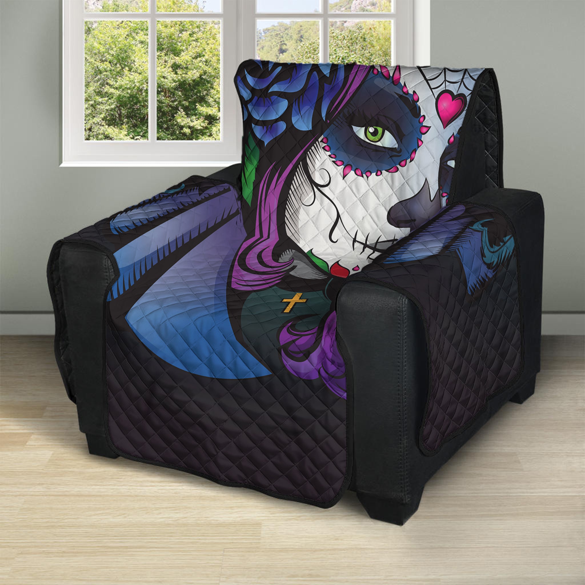 Calavera Girl Dia De Los Muertos Print Recliner Protector