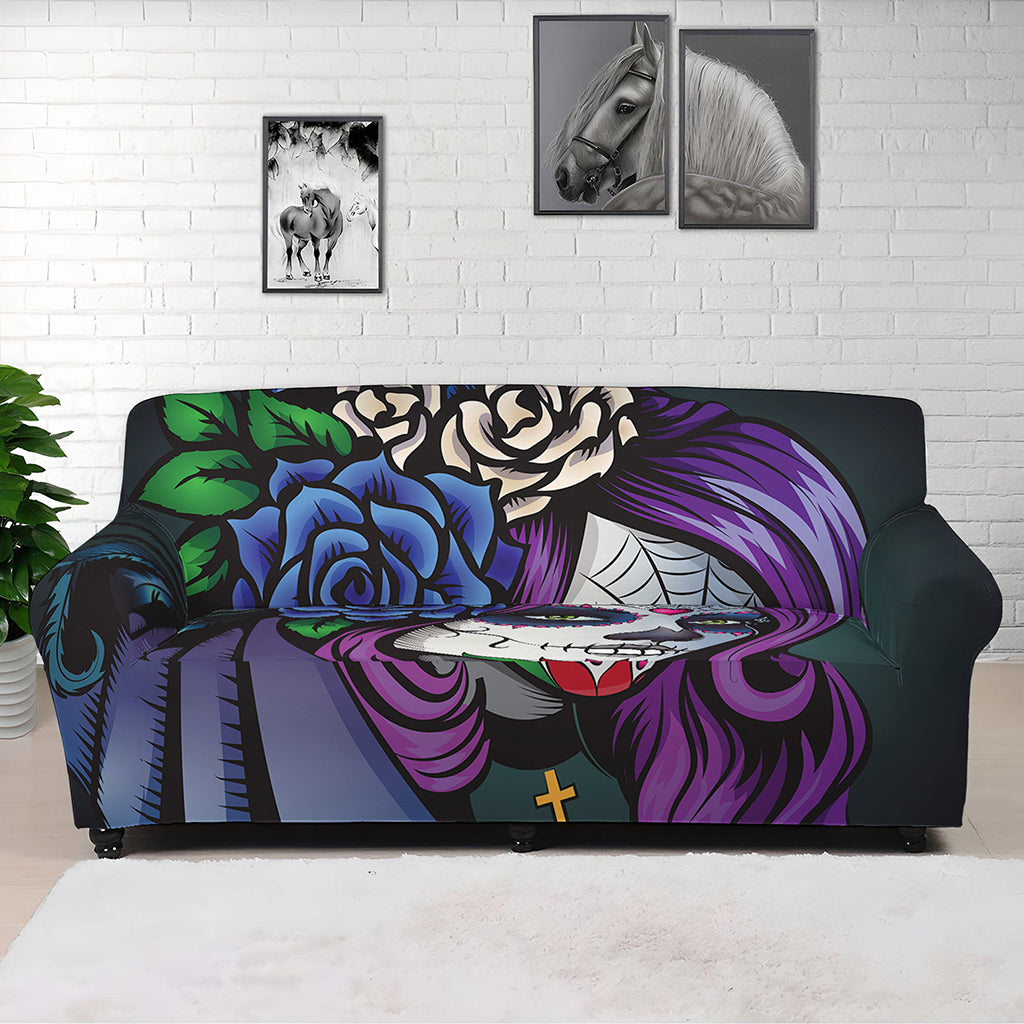Calavera Girl Dia De Los Muertos Print Sofa Cover