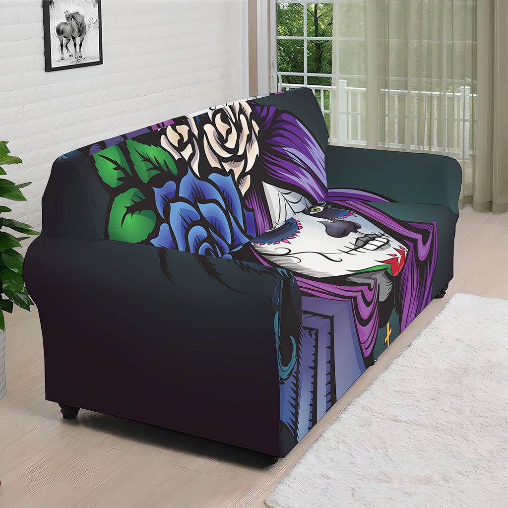 Calavera Girl Dia De Los Muertos Print Sofa Cover