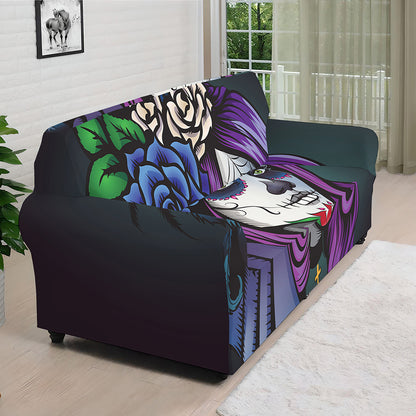 Calavera Girl Dia De Los Muertos Print Sofa Cover