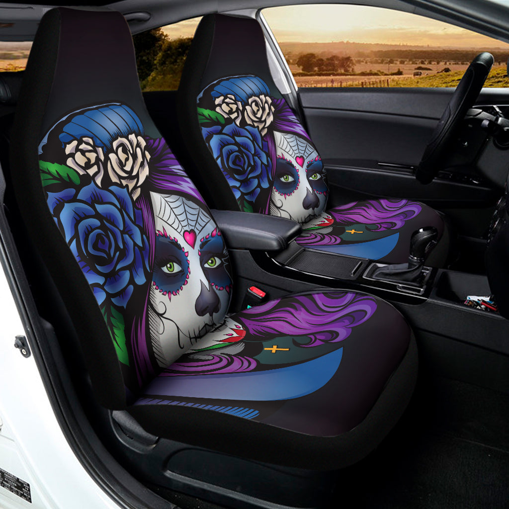 Calavera Girl Dia De Los Muertos Print Universal Fit Car Seat Covers
