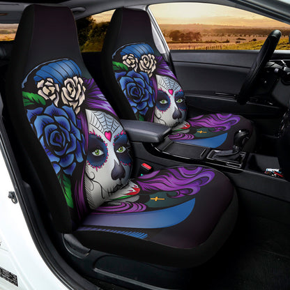 Calavera Girl Dia De Los Muertos Print Universal Fit Car Seat Covers