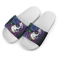 Calavera Girl Dia De Los Muertos Print White Slide Sandals