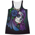 Calavera Girl Dia De Los Muertos Print Women's Racerback Tank Top