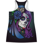 Calavera Girl Dia De Los Muertos Print Women's Racerback Tank Top