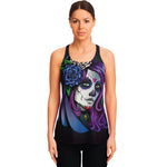 Calavera Girl Dia De Los Muertos Print Women's Racerback Tank Top