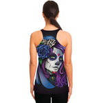 Calavera Girl Dia De Los Muertos Print Women's Racerback Tank Top