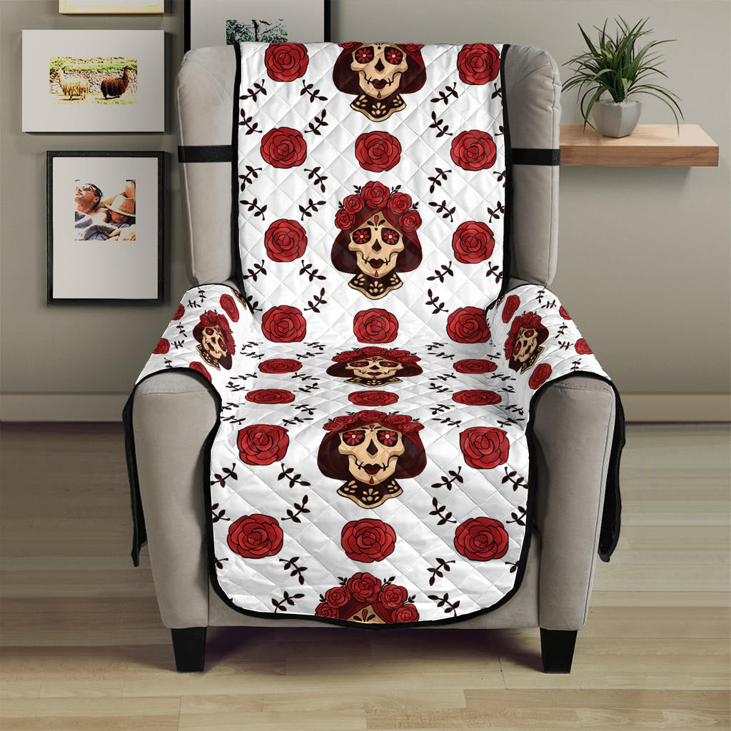 Calavera Girl Skull Pattern Print Armchair Protector