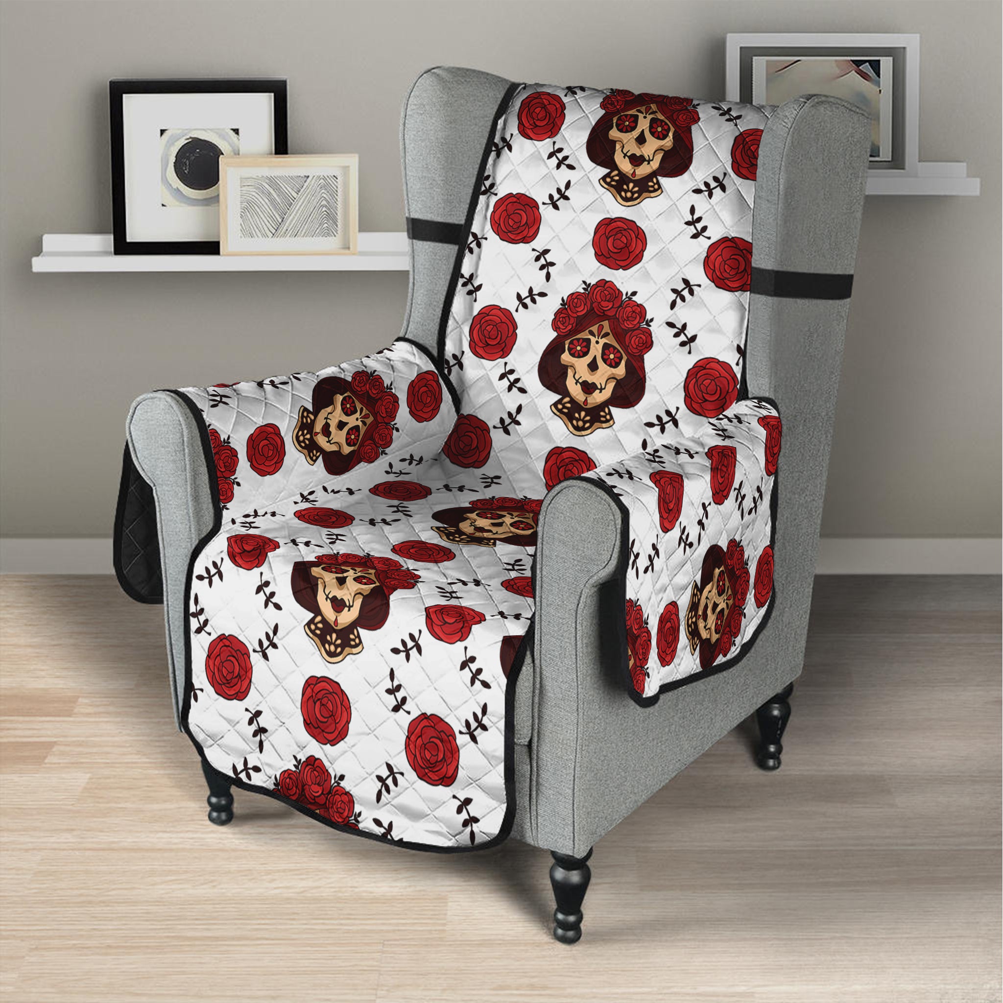 Calavera Girl Skull Pattern Print Armchair Protector