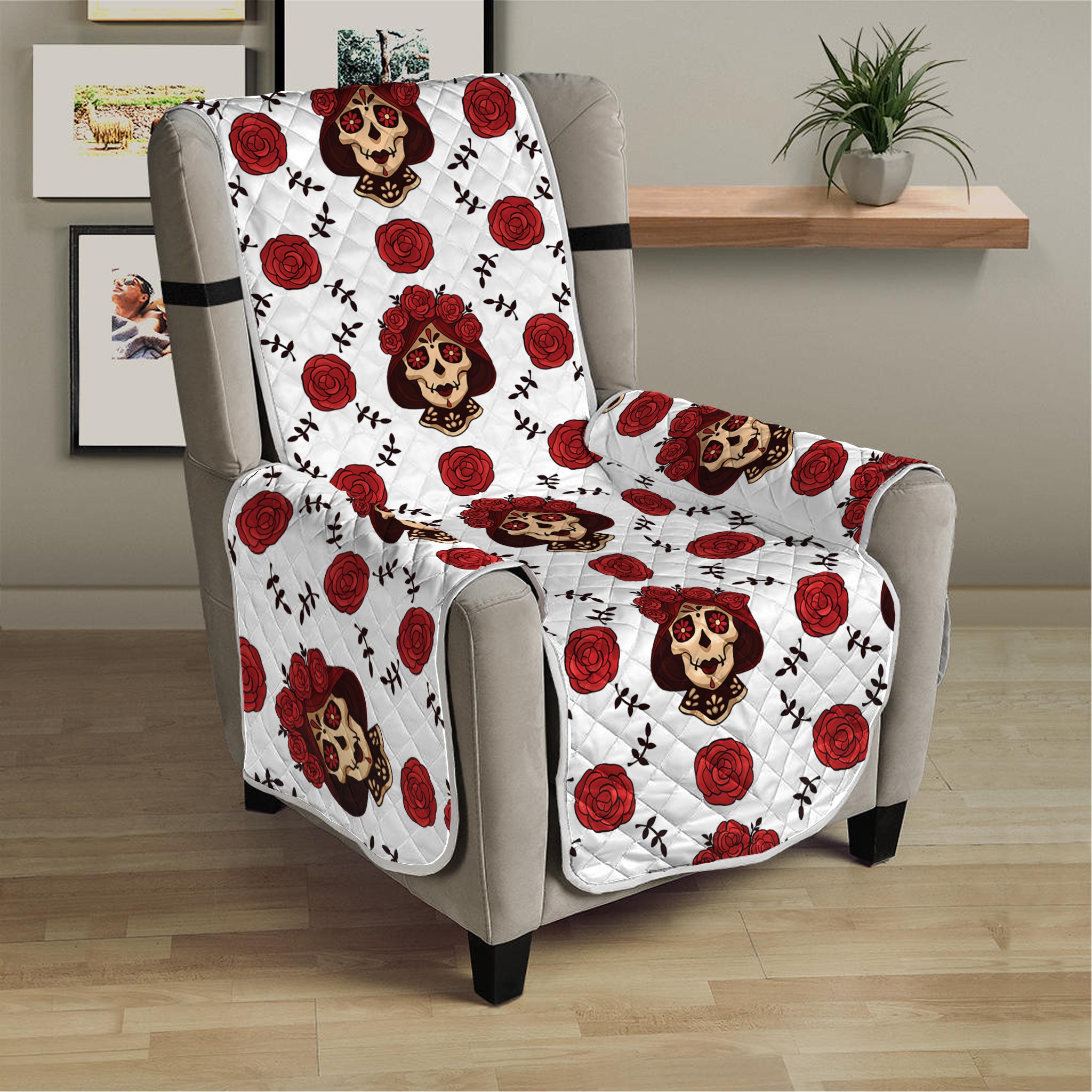 Calavera Girl Skull Pattern Print Armchair Protector