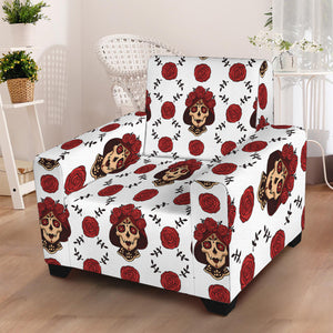 Calavera Girl Skull Pattern Print Armchair Slipcover