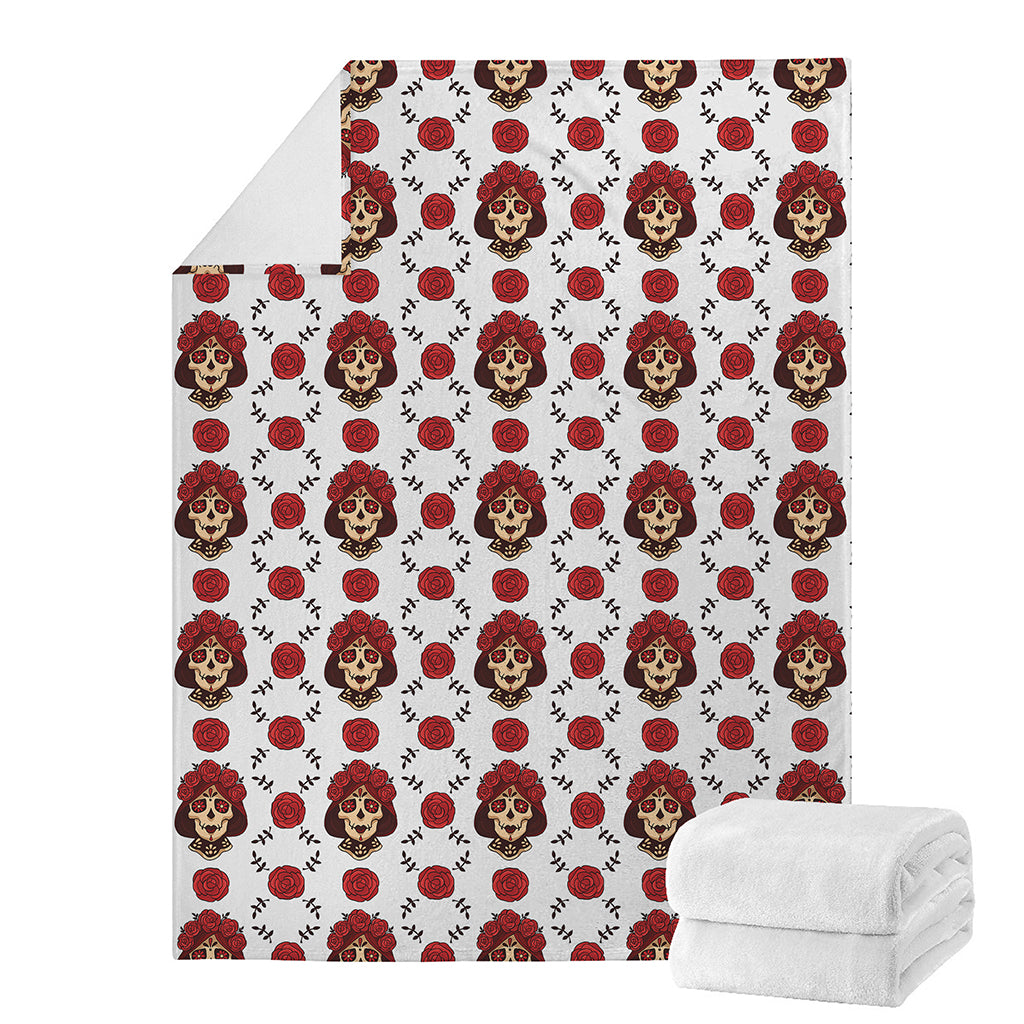 Calavera Girl Skull Pattern Print Blanket