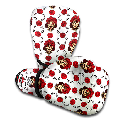 Calavera Girl Skull Pattern Print Boxing Gloves