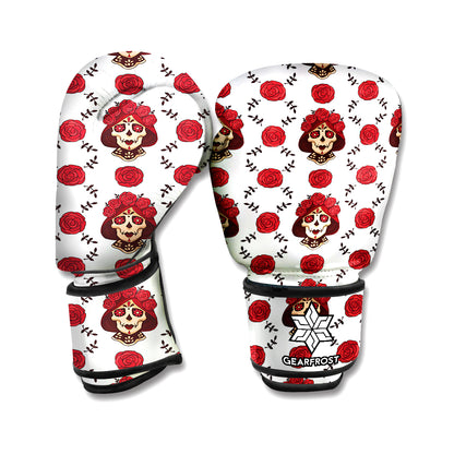 Calavera Girl Skull Pattern Print Boxing Gloves