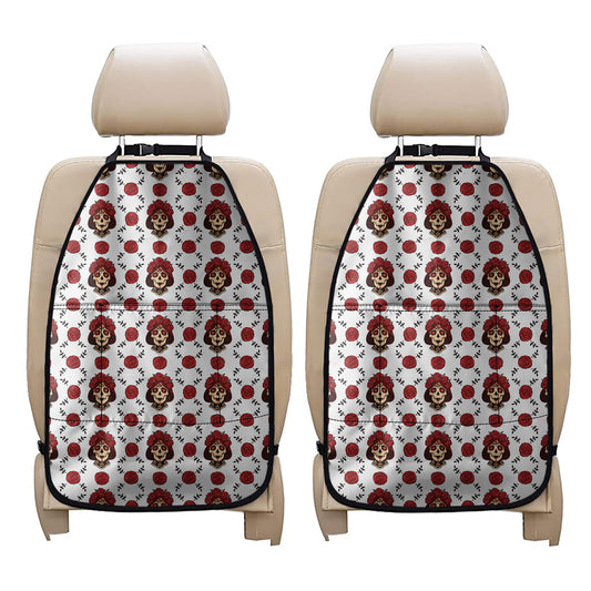 Calavera Girl Skull Pattern Print Car Seat Organizers