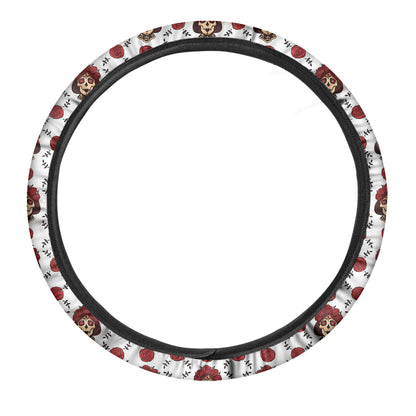 Calavera Girl Skull Pattern Print Car Steering Wheel Cover