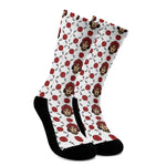 Calavera Girl Skull Pattern Print Crew Socks