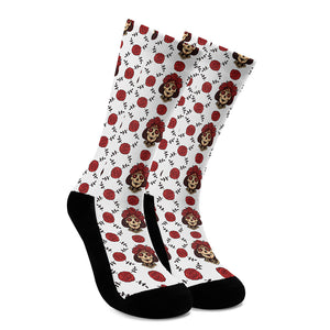 Calavera Girl Skull Pattern Print Crew Socks