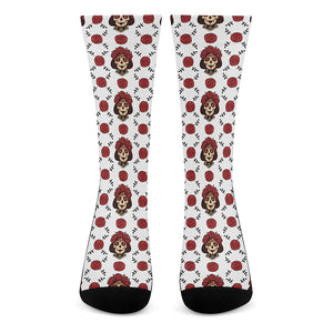 Calavera Girl Skull Pattern Print Crew Socks