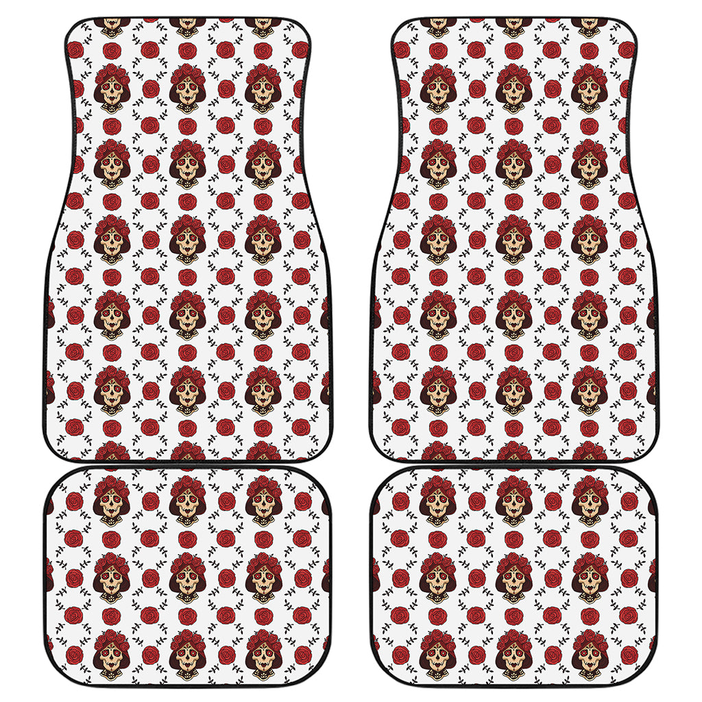 Calavera Girl Skull Pattern Print Front and Back Car Floor Mats