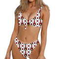 Calavera Girl Skull Pattern Print Front Bow Tie Bikini