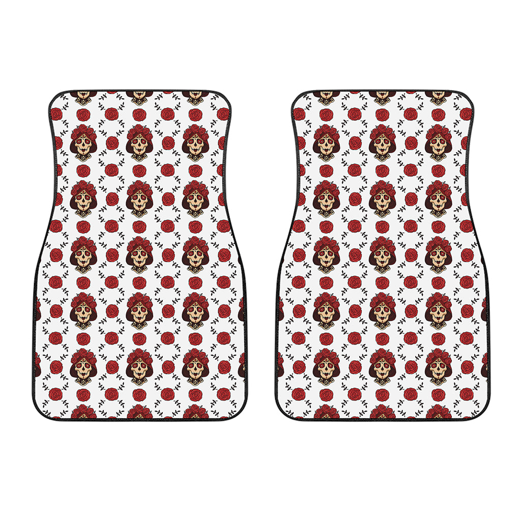 Calavera Girl Skull Pattern Print Front Car Floor Mats