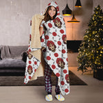 Calavera Girl Skull Pattern Print Hooded Blanket