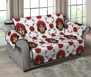 Calavera Girl Skull Pattern Print Loveseat Protector