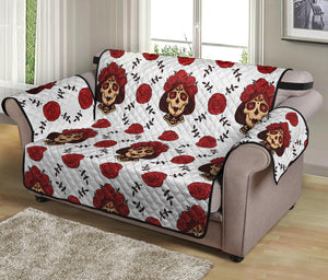 Calavera Girl Skull Pattern Print Loveseat Protector