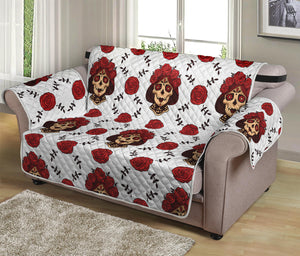 Calavera Girl Skull Pattern Print Loveseat Protector