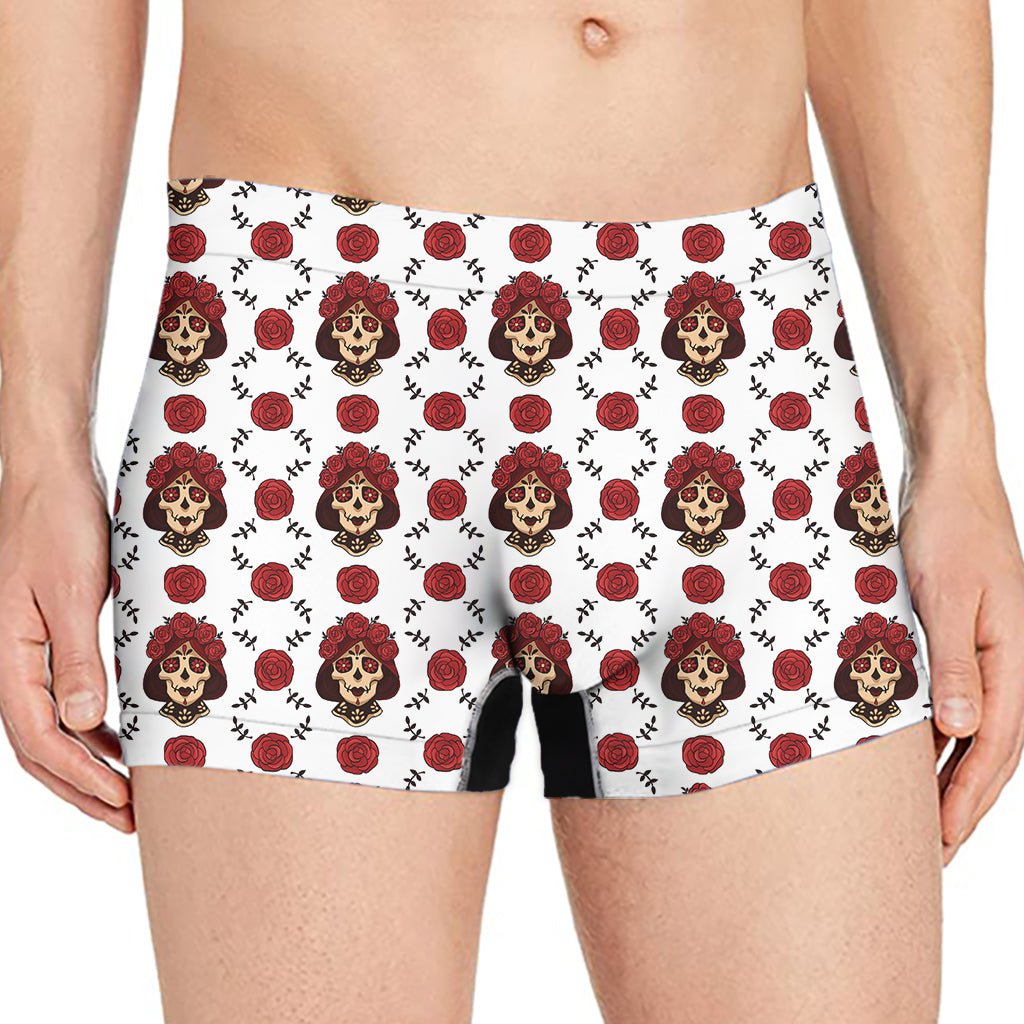 Calavera Girl Skull Pattern Print Men's Boxer Briefs