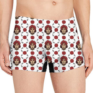 Calavera Girl Skull Pattern Print Men's Boxer Briefs