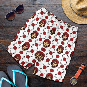 Calavera Girl Skull Pattern Print Men's Shorts