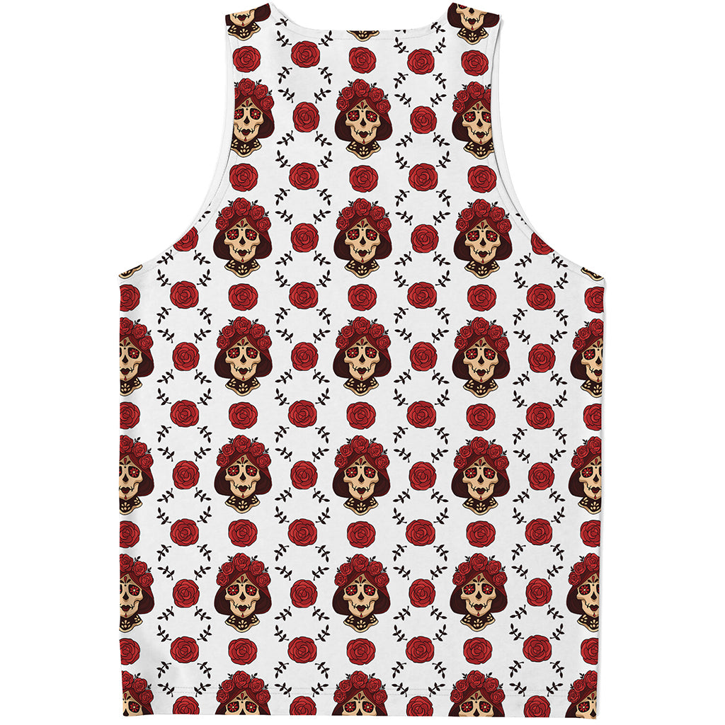 Calavera Girl Skull Pattern Print Men's Tank Top